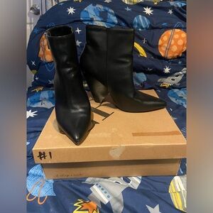 Charolette Russe Black Leather Booties